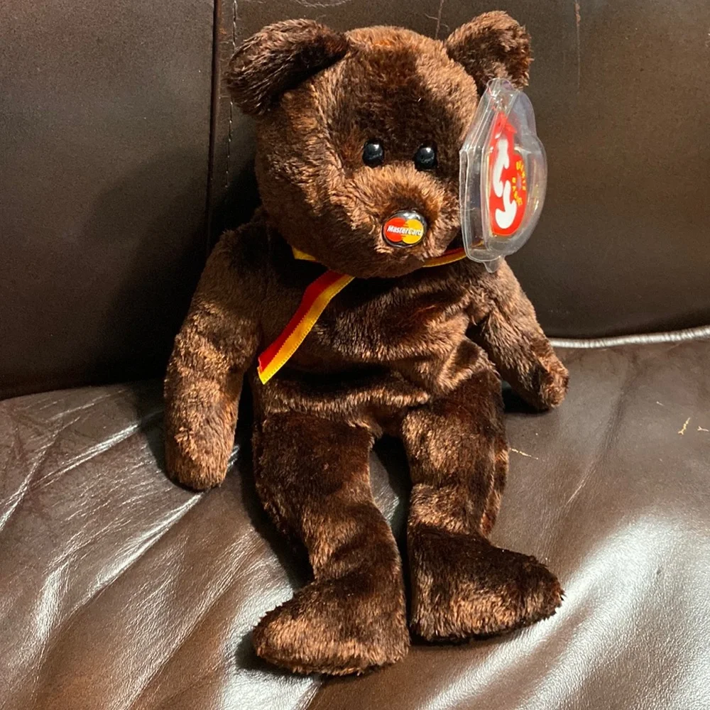 Ty Beanie Babies Baby M.C. Teddy Bear Brown Rare Vintage Collectible Plush NWT - Picture 1 of 4
